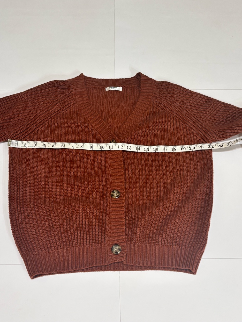 zeagoo Women's Rust Button-Front Ribbed Cardigan - Picture 5 of 10